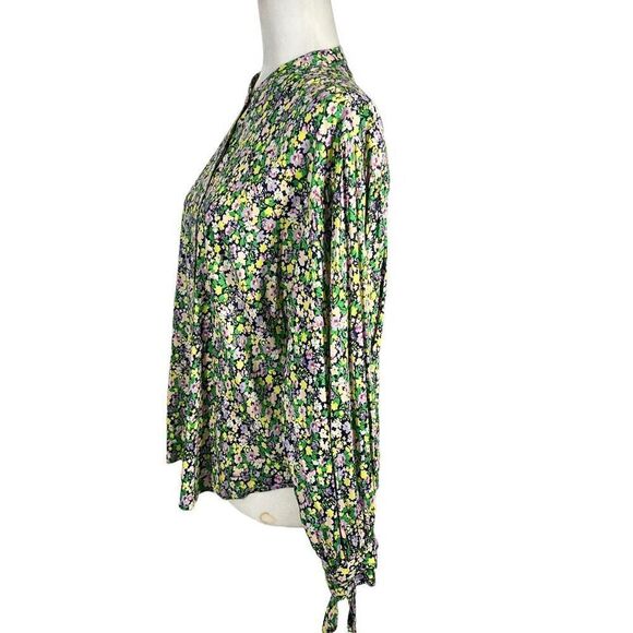 Maeve By Anthropologie Floral Print Multi-Color Long-Sleeve Blouse Size Small - Picture 7 of 13